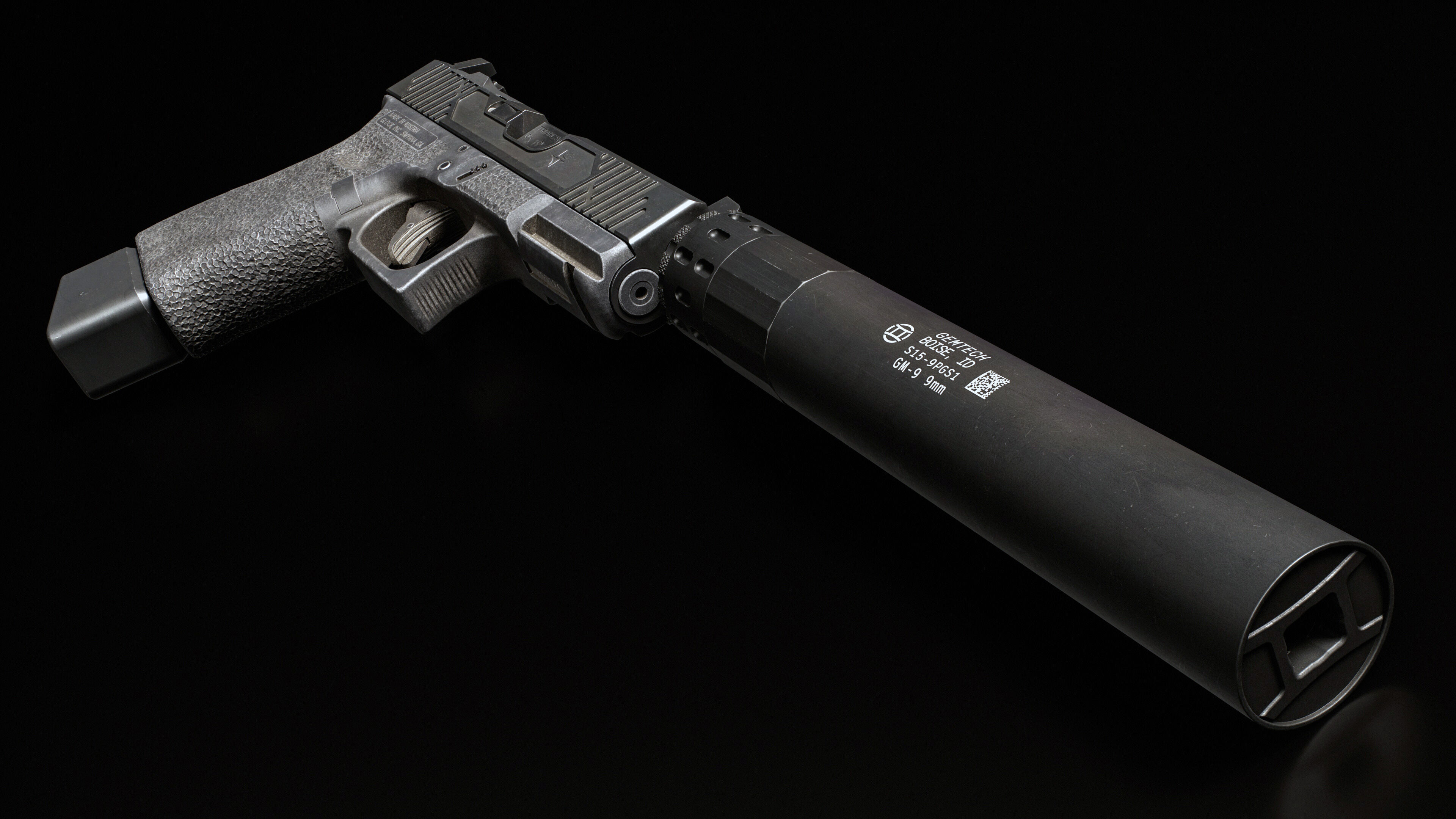 Gemtech GM9 Handgun Suppressor Low-poly 3D model_2