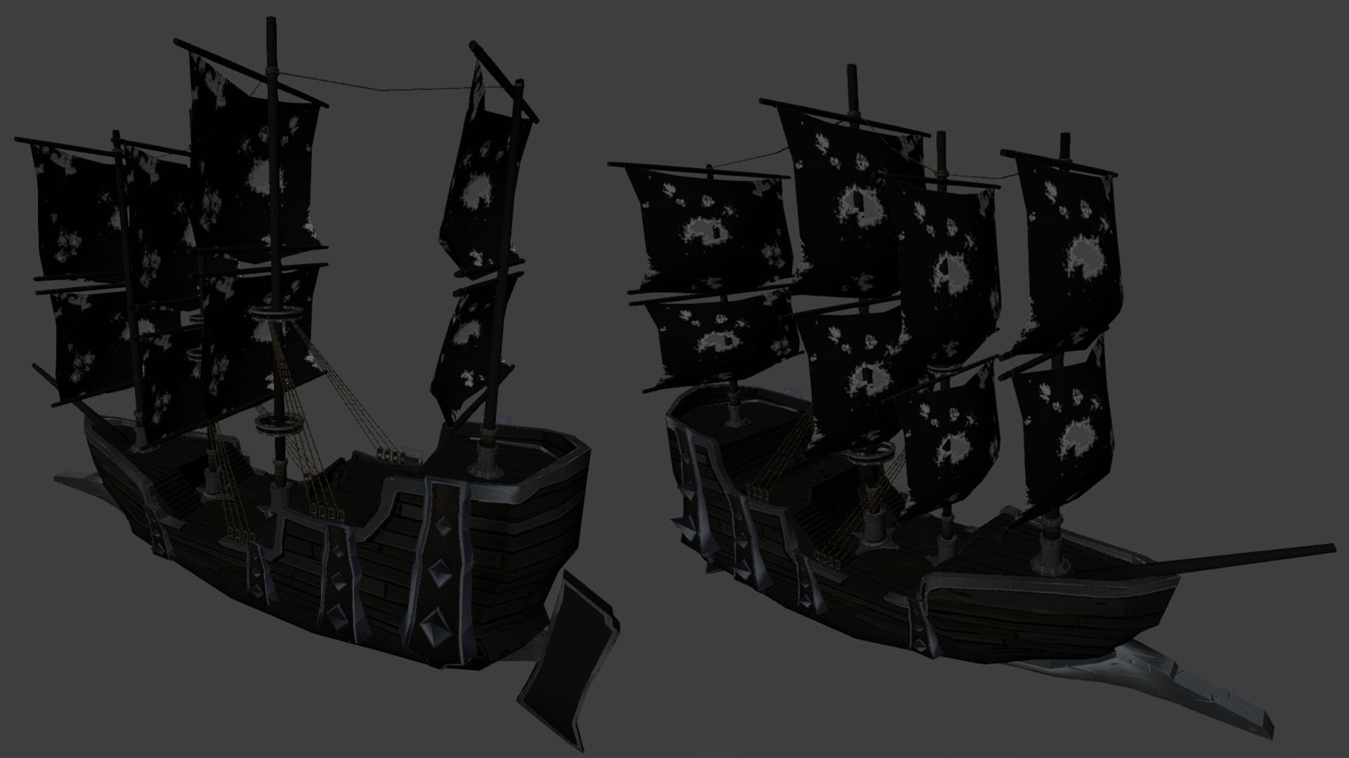 Cursed Stylized HandPainted Ship Low-poly 3D model_1