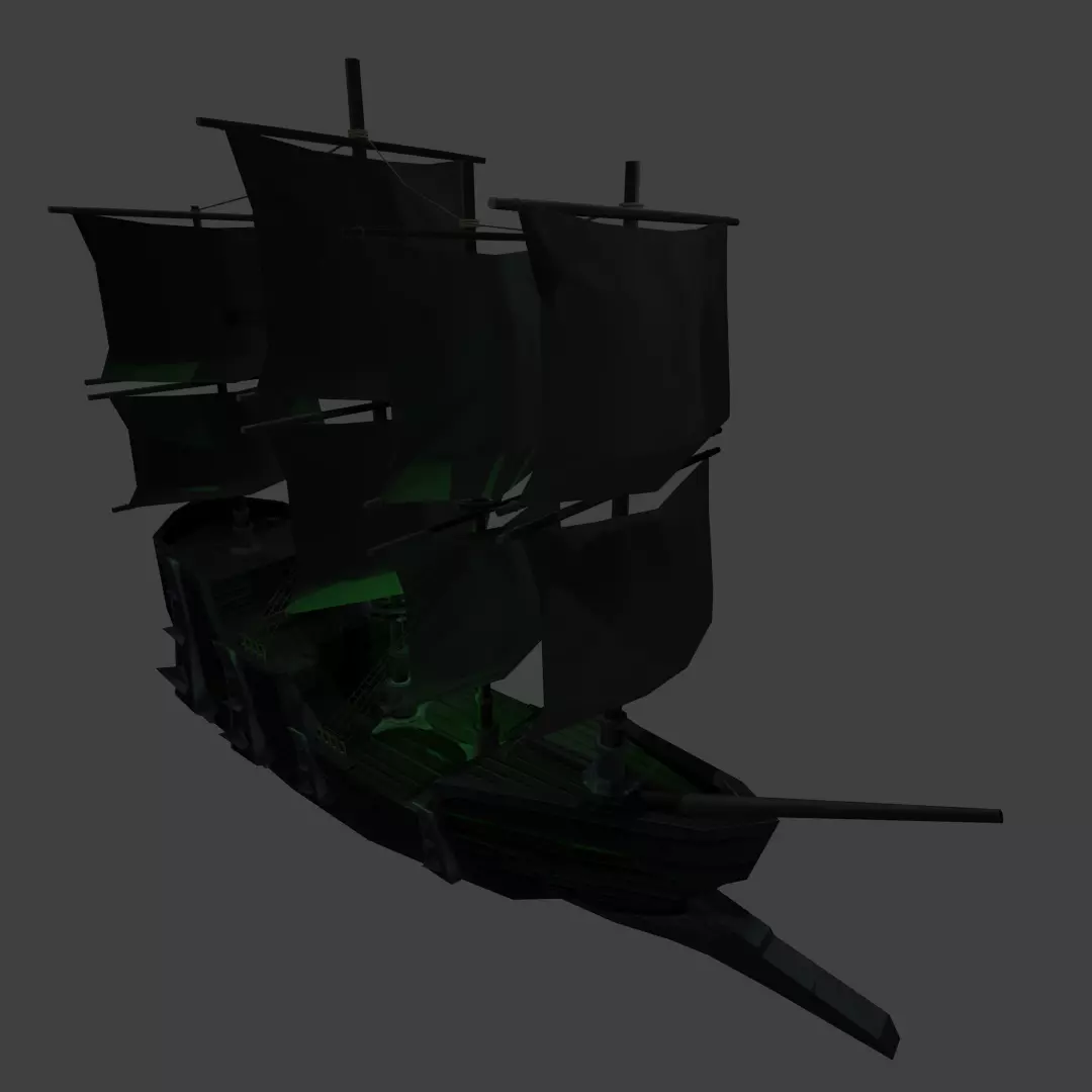 Cursed Stylized HandPainted Ship Low-poly 3D model_0