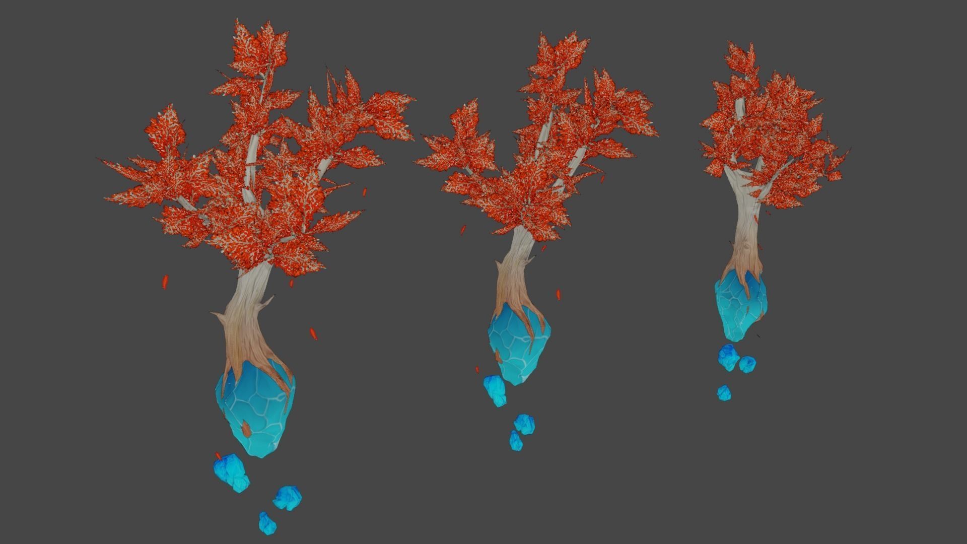 Stylized Hand Painted Crystal Tree Low-poly 3D model_1