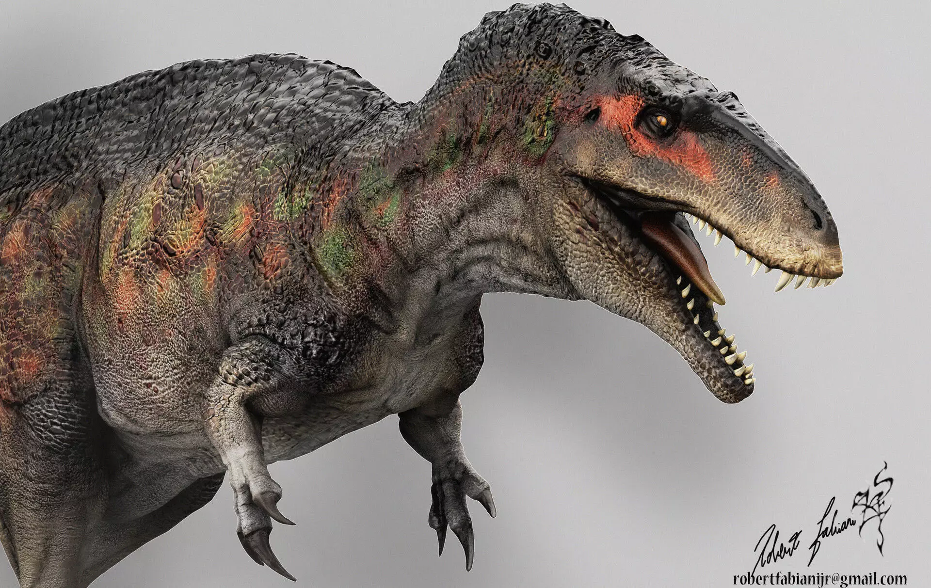 Acrocanthosaurus dinosaur Low-poly 3D model_0