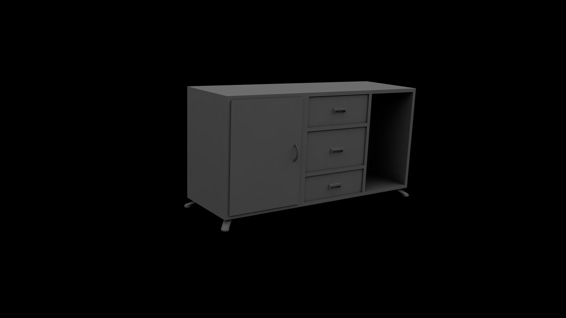 Computer Table And Cabinet With Stand Bulb 3D model_16
