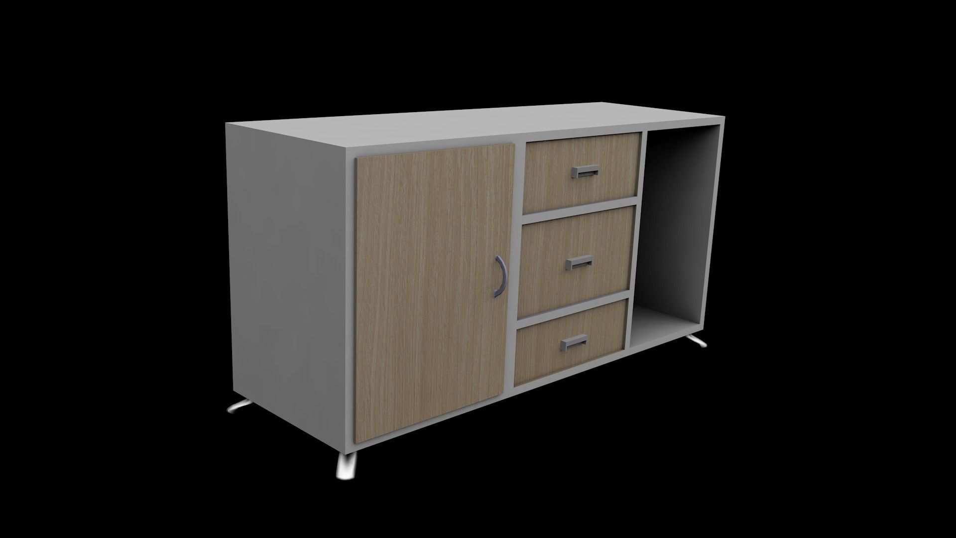 Computer Table And Cabinet With Stand Bulb 3D model_3