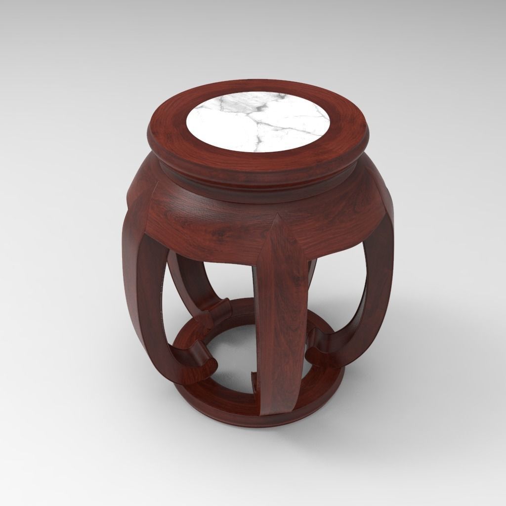 Traditional Chinese Table and stool with PBR textures - set 1 3D model_4