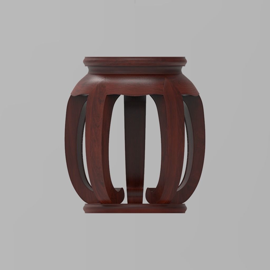 Traditional Chinese Table and stool with PBR textures - set 1 3D model_13