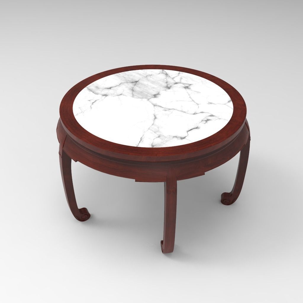 Traditional Chinese Table and stool with PBR textures - set 1 3D model_3