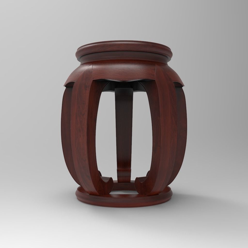 Traditional Chinese Table and stool with PBR textures - set 1 3D model_11