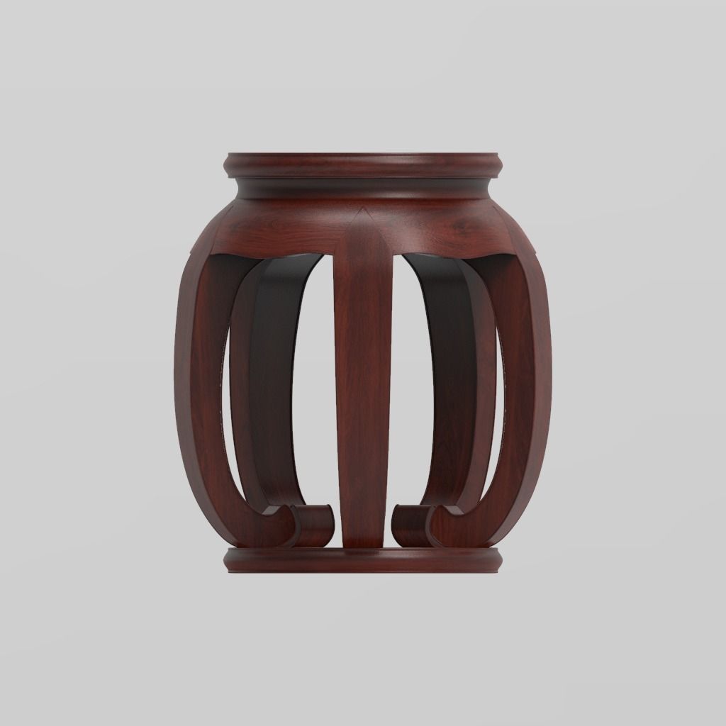 Traditional Chinese Table and stool with PBR textures - set 1 3D model_12