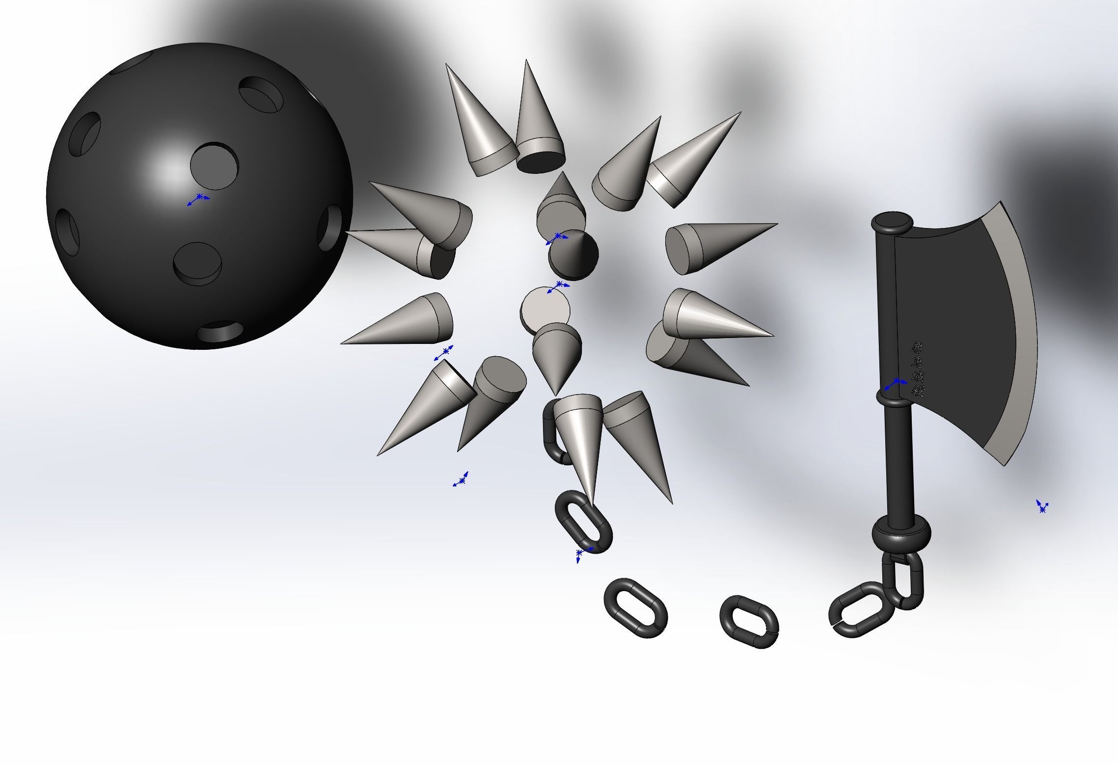 gyomei himejima axe weapon  demon slayer cosplay stl printing  3D print model_4