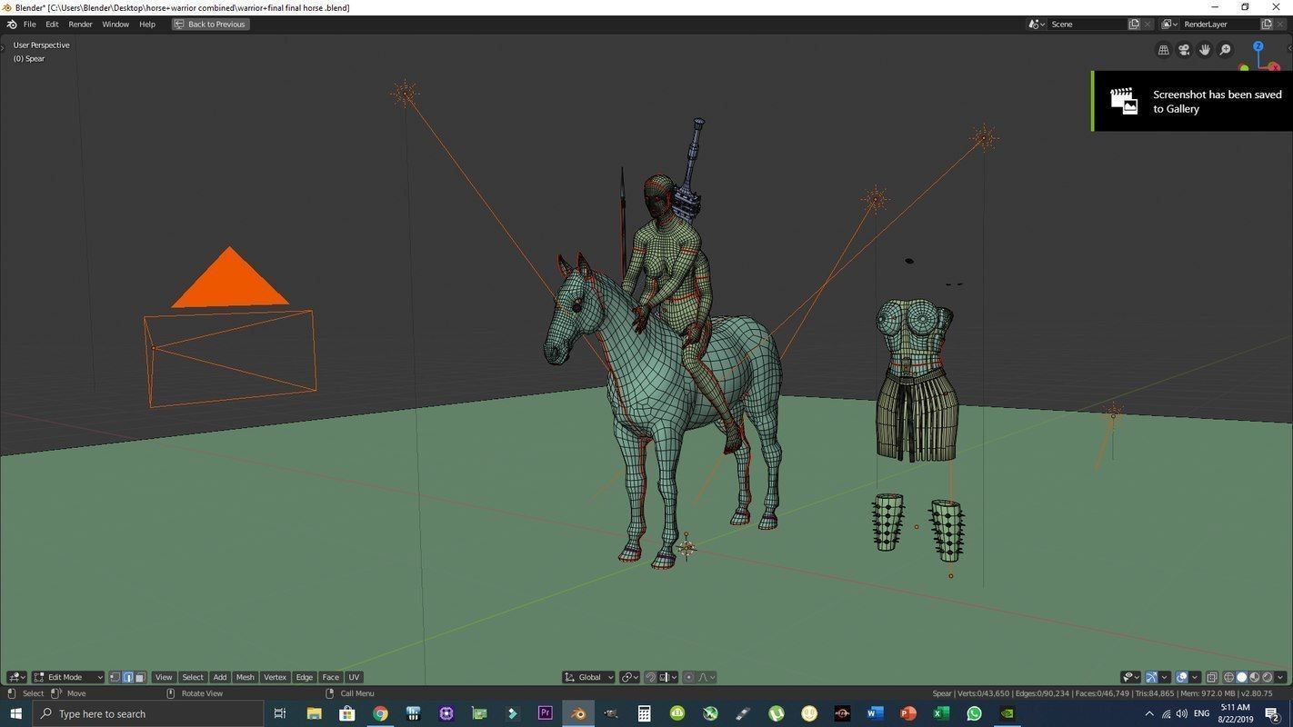 Advanced Horse Rigged and Female Warrior Rigged in one Package Low-poly 3D model_5