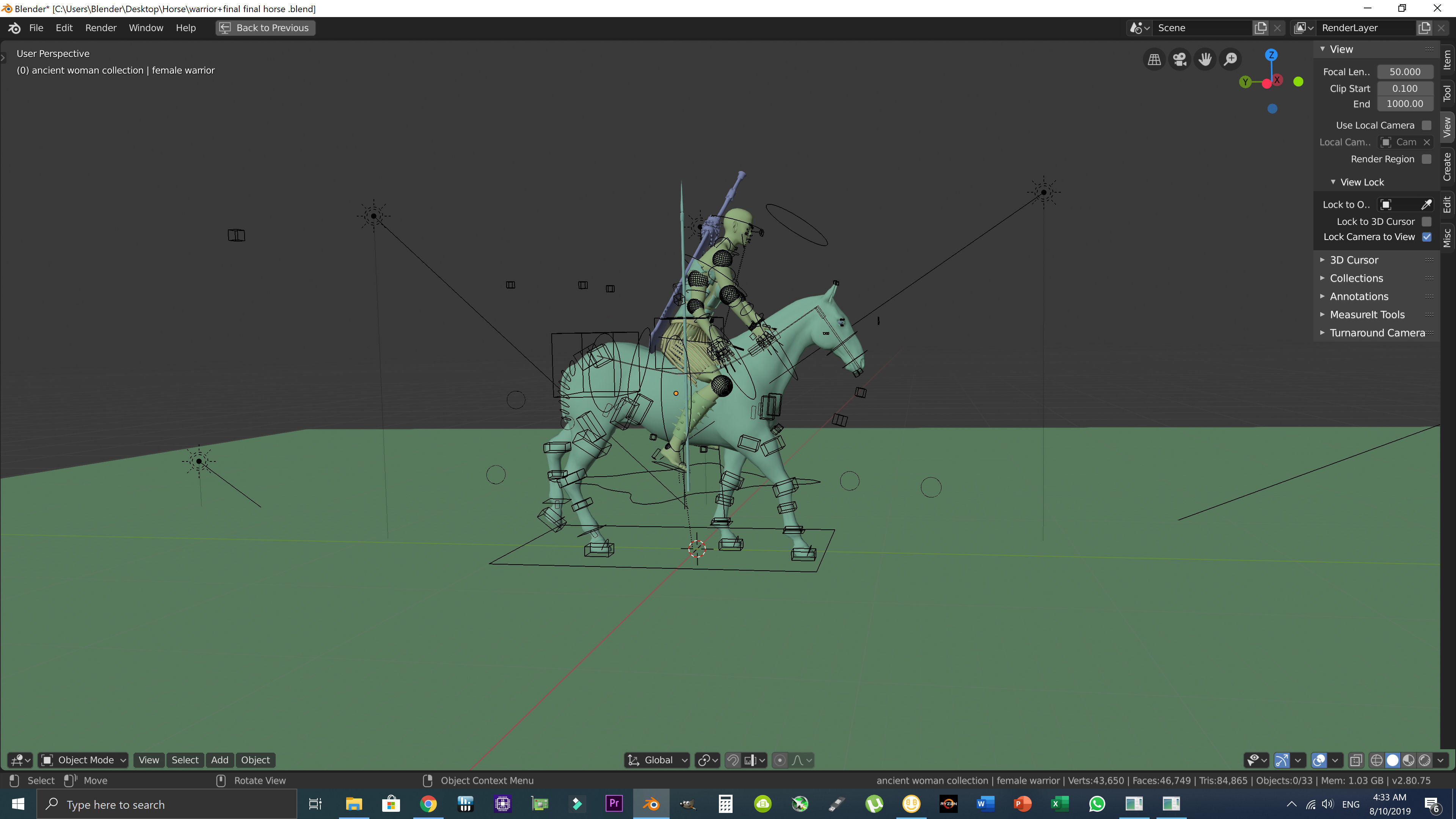 Advanced Horse Rigged and Female Warrior Rigged in one Package Low-poly 3D model_3