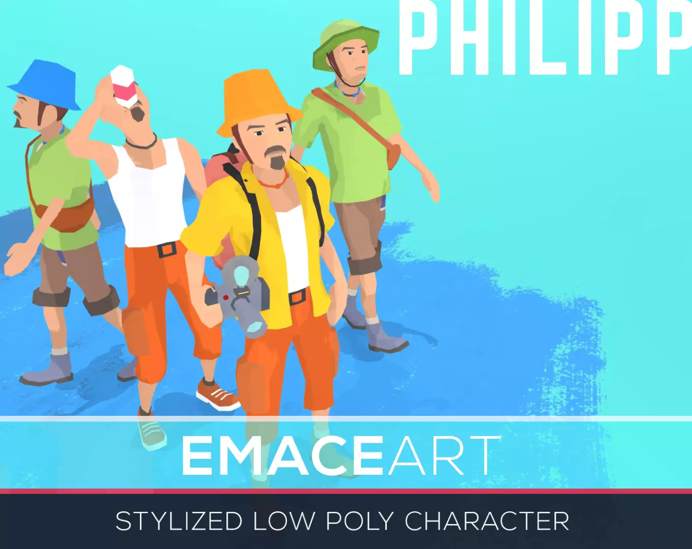 PHILIPP  Stylized modular low poly character Low-poly 3D model_0