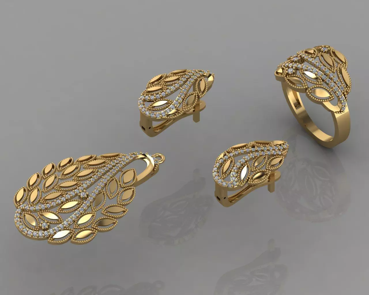 GC GOLD M0044- Diamond gold set  3D print model_0