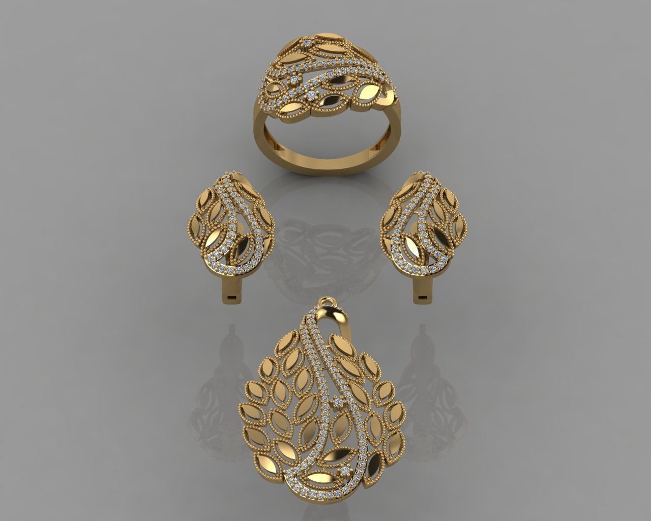 GC GOLD M0044- Diamond gold set  3D print model_1