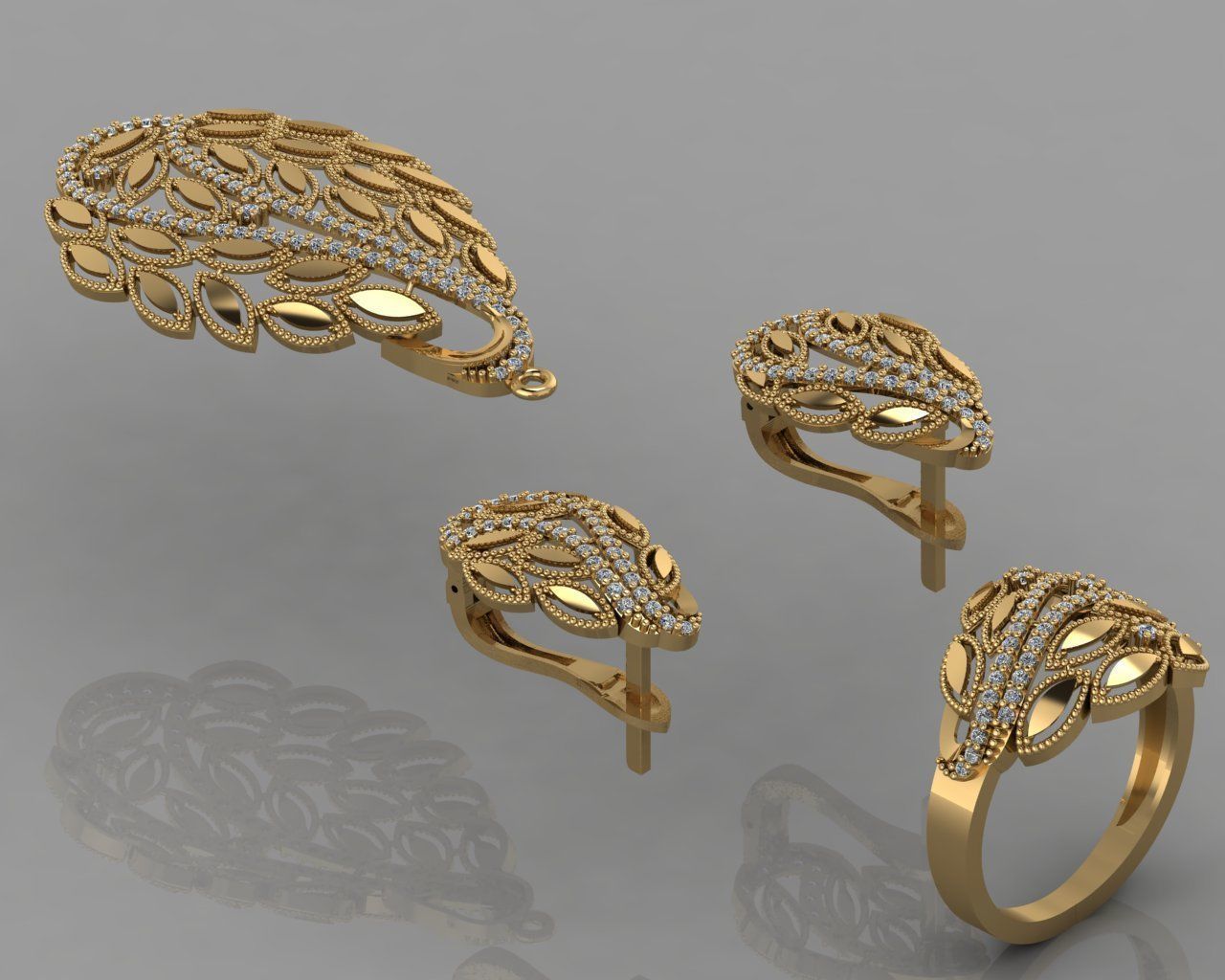 GC GOLD M0044- Diamond gold set  3D print model_2