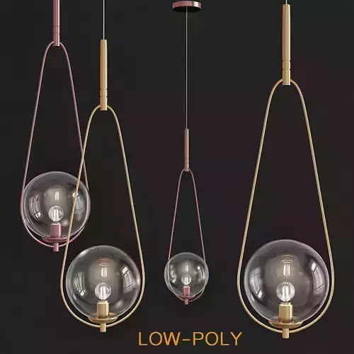 Pendant Lamp Loop Brass Glass 3d model