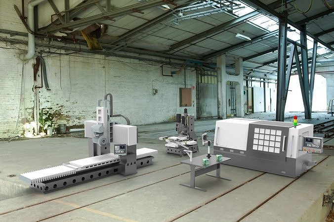 Assembly of machining equipments 3D model