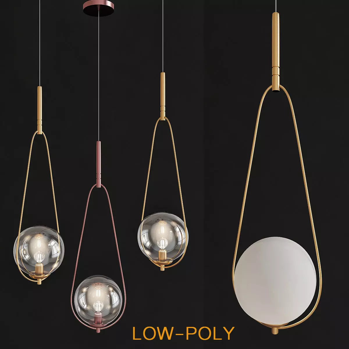 Pendant Lamp Loop Brass 3d model Low-poly 3D model_0