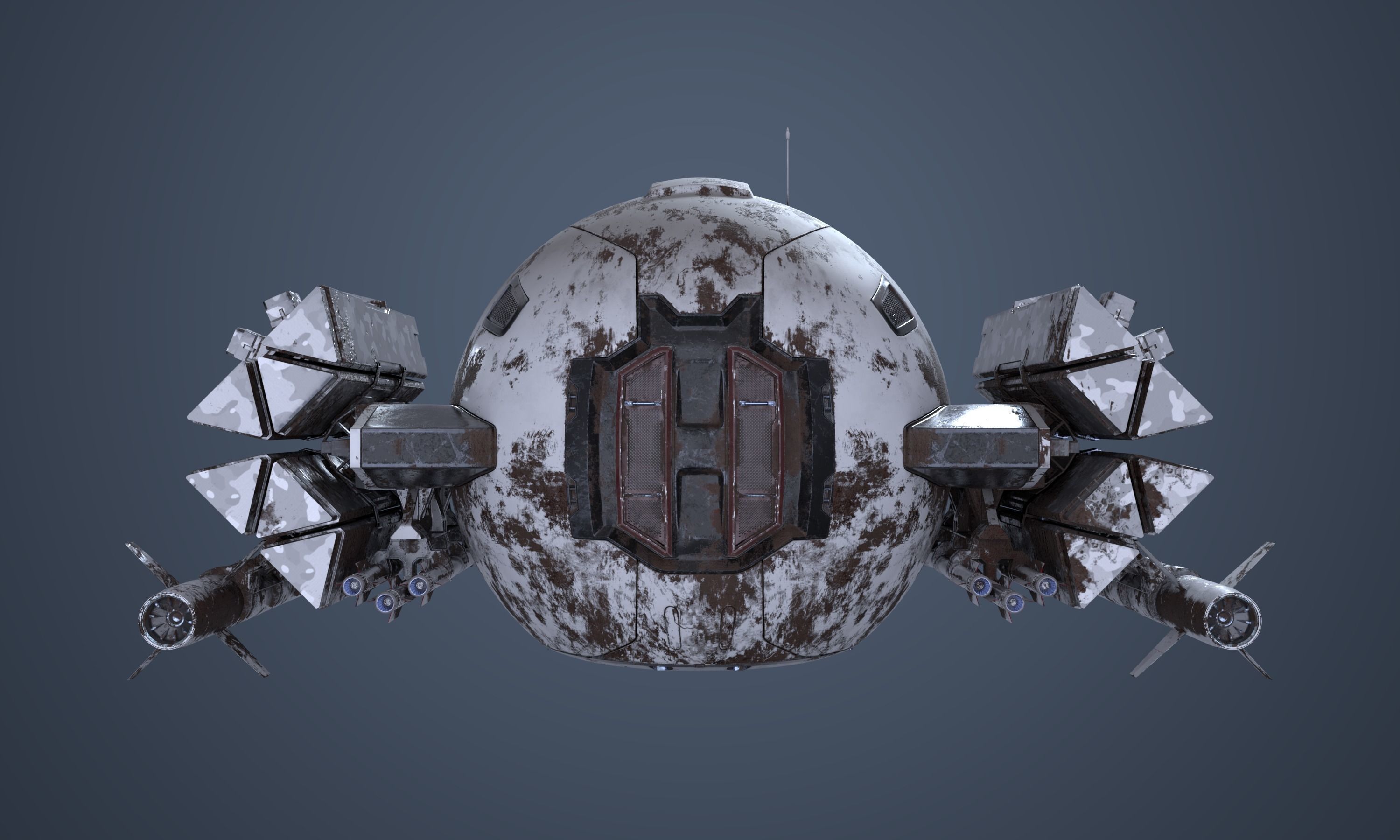 Military Drone Mk1 Rusted 3D model_2
