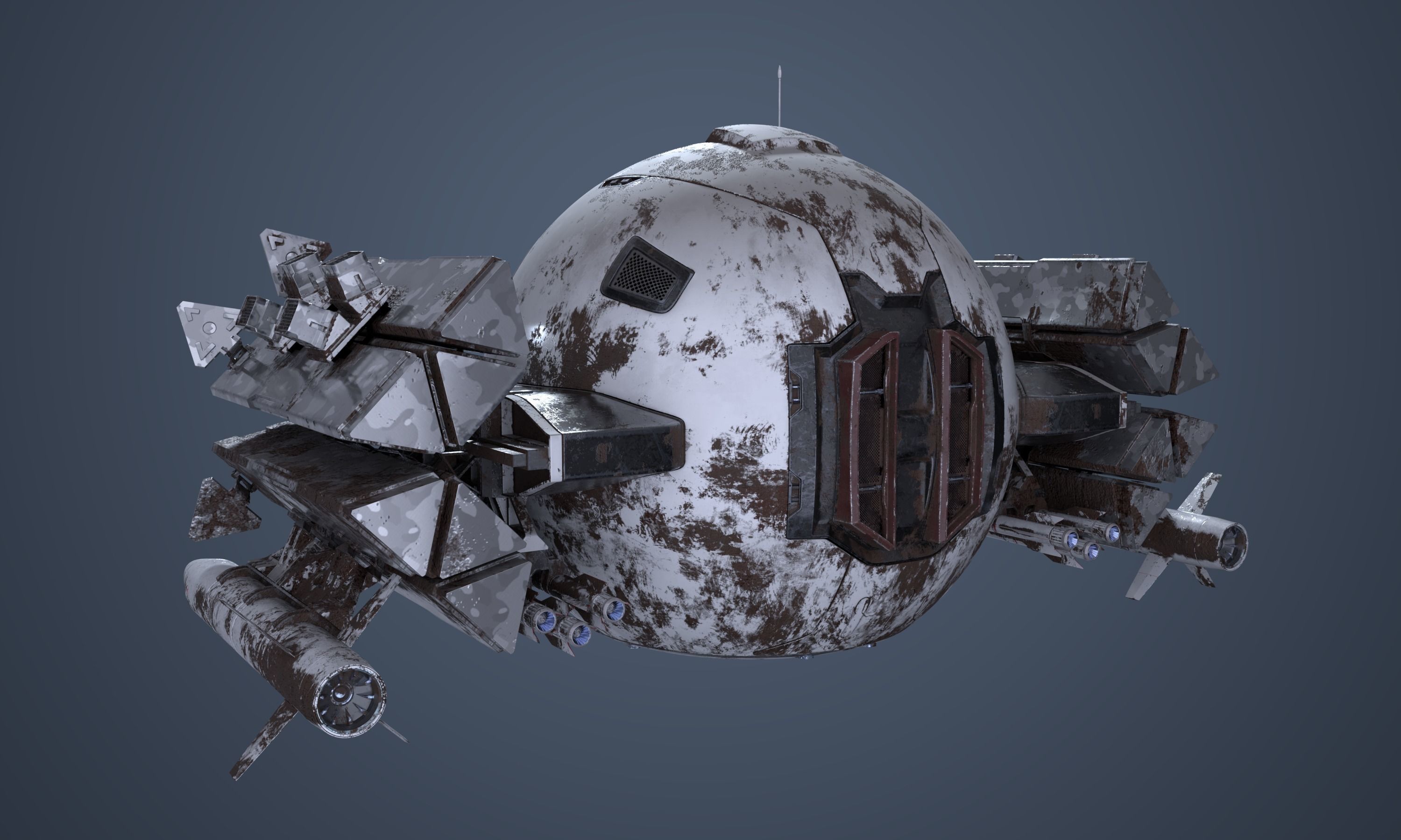 Military Drone Mk1 Rusted 3D model_5