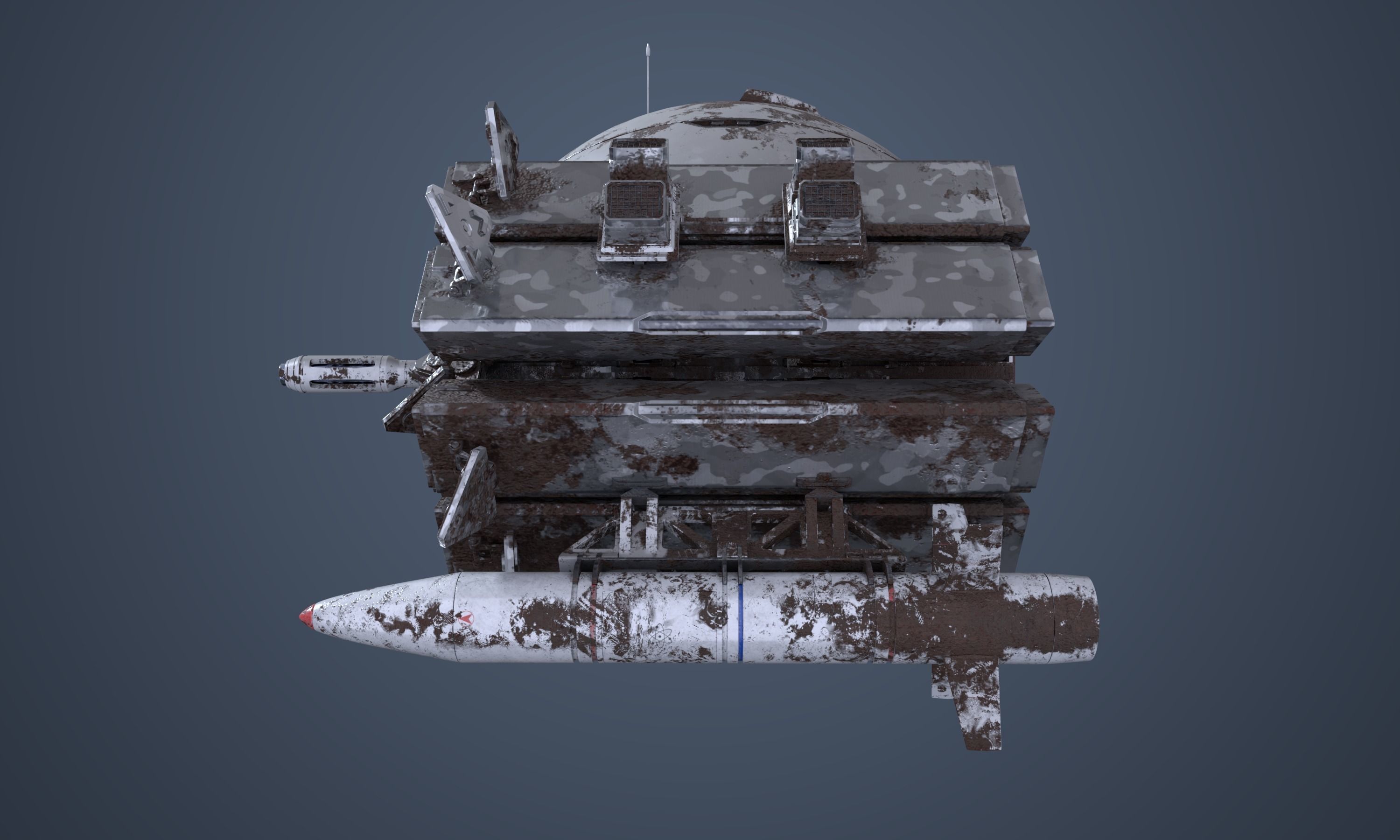 Military Drone Mk1 Rusted 3D model_6