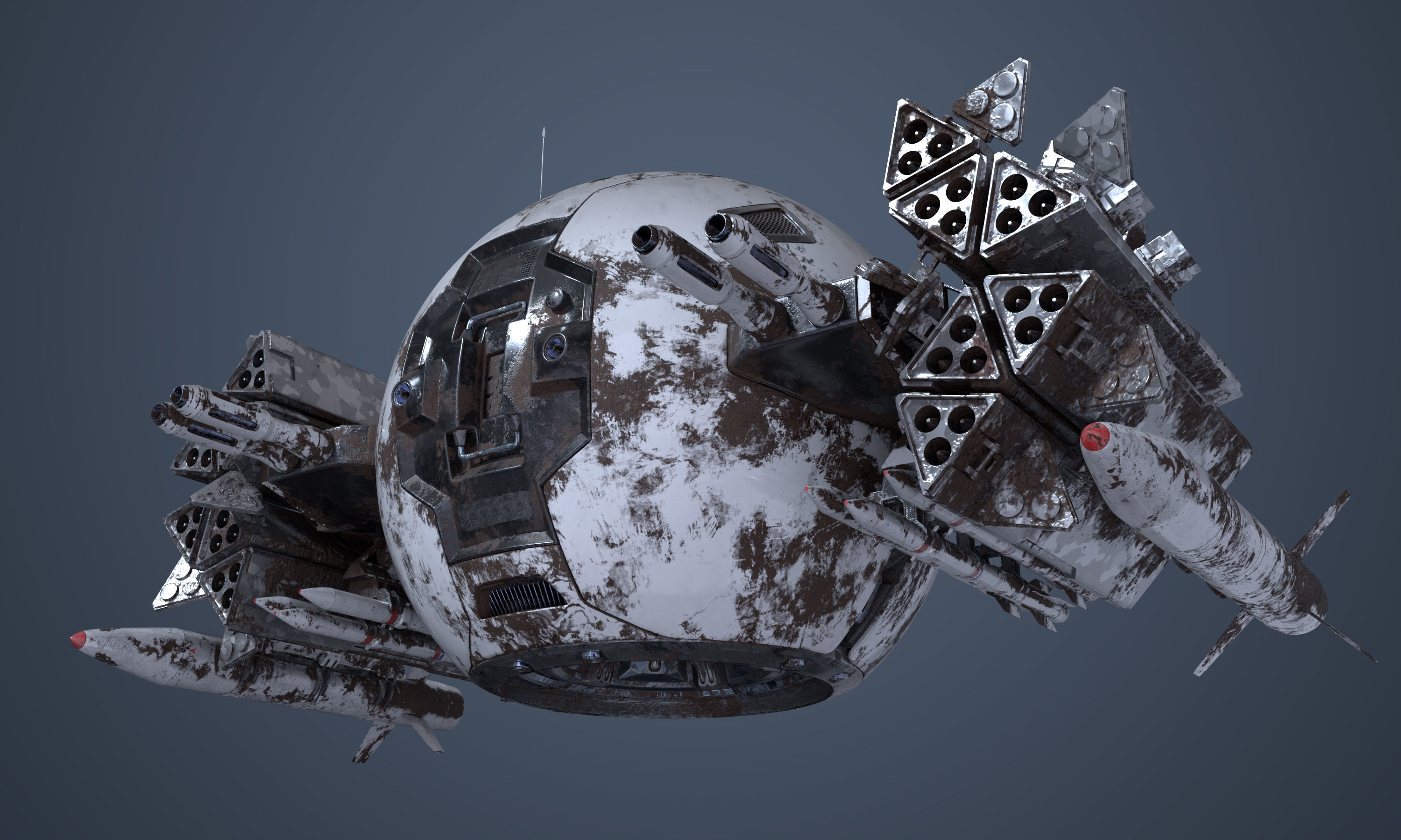 Military Drone Mk1 Rusted 3D model_4
