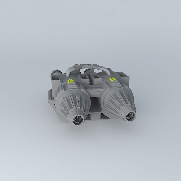 Twin Jet Turbine Engines Free 3D model_2