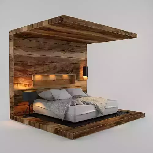 Wood Bed 3D model