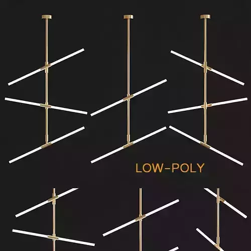 Chandelier Modern Acrylic LED Tube Suspension Pendant  3d model