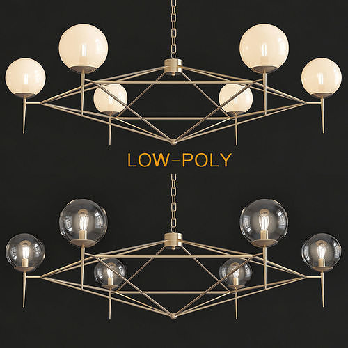 Rowan G Milky  Glass Pendat Chandelier 3d model Low-poly 3D model