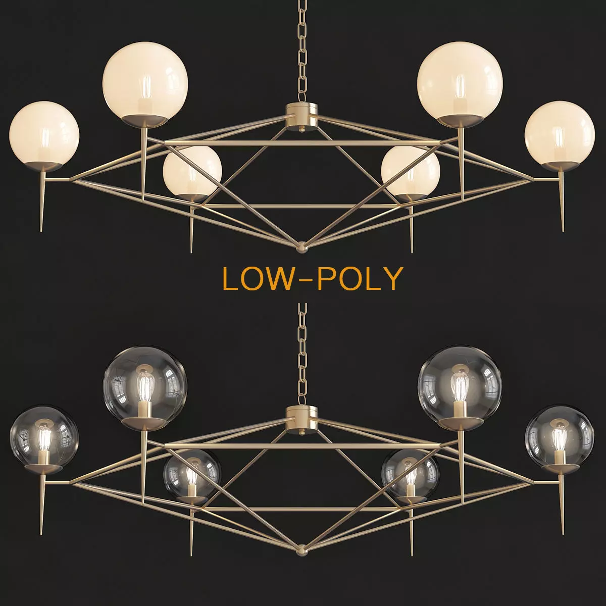 Rowan G Milky Glass Pendat Chandelier 3d model Low-poly 3D model
