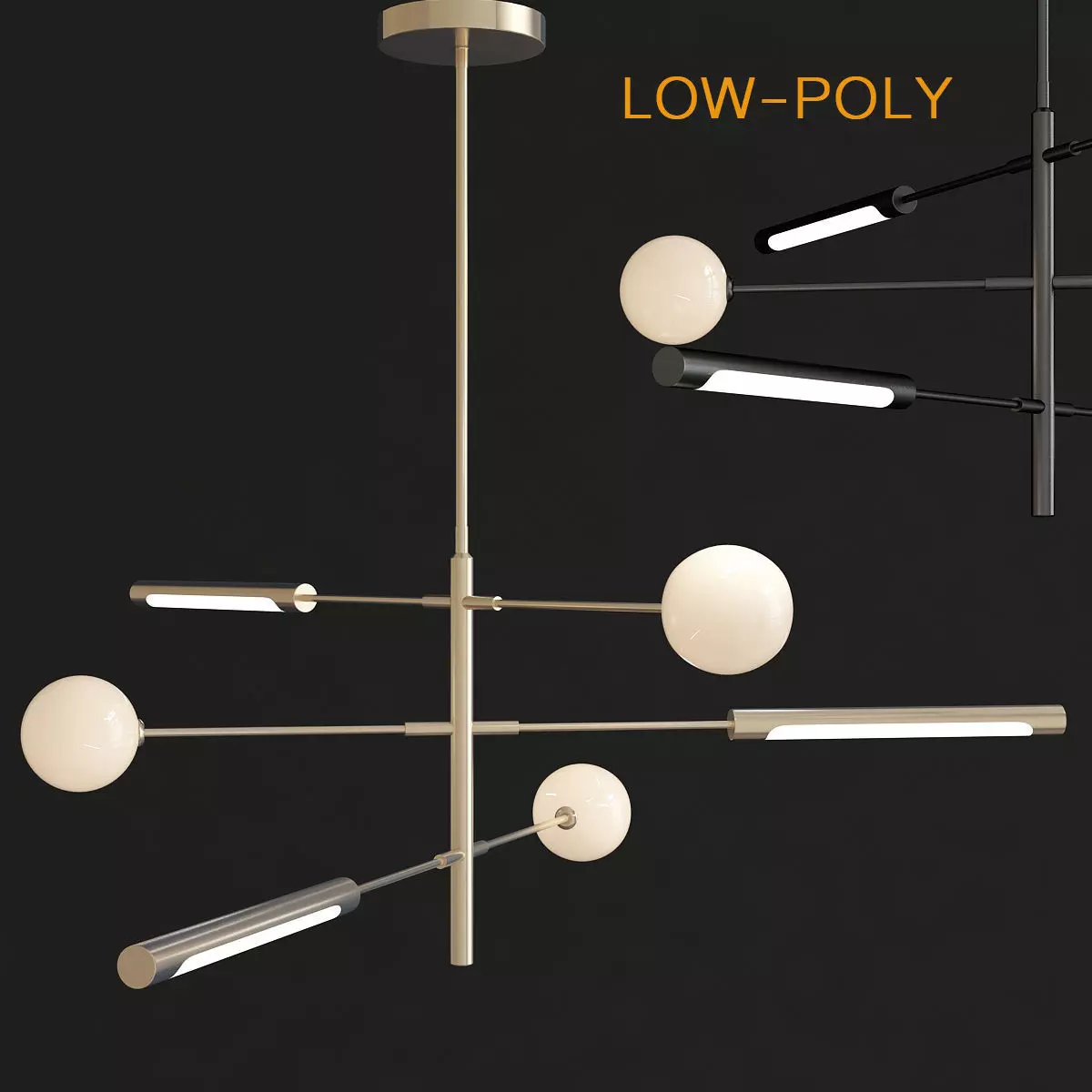 Runna Minimalist Channdelier Lampatron 3d model Low-poly 3D model_0