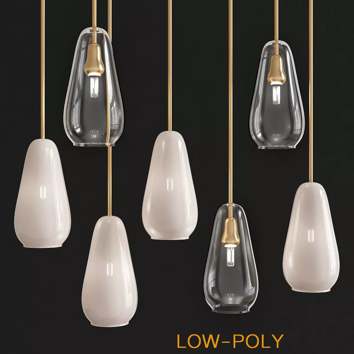 Anoli Pendat and Chandelier 3d model Low-poly 3D model_0