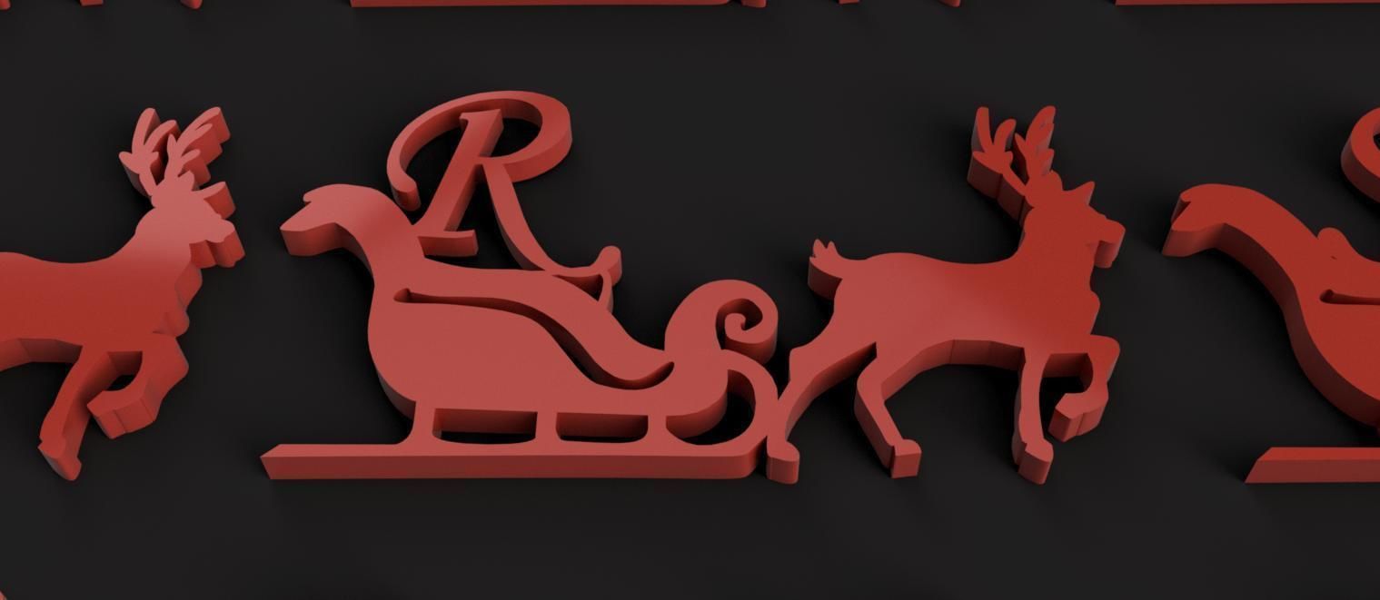 CHRISTMAS REINDEER 3D letters stl file 3D print model_9