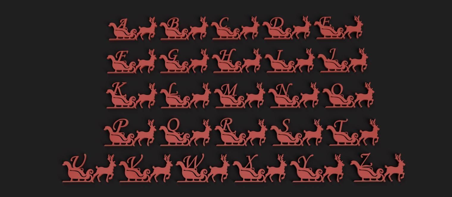 CHRISTMAS REINDEER 3D letters stl file 3D print model_7