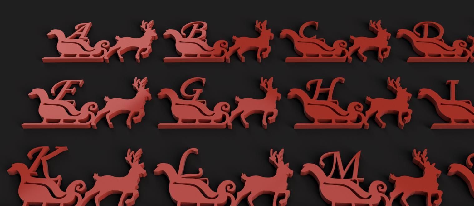 CHRISTMAS REINDEER 3D letters stl file 3D print model_8