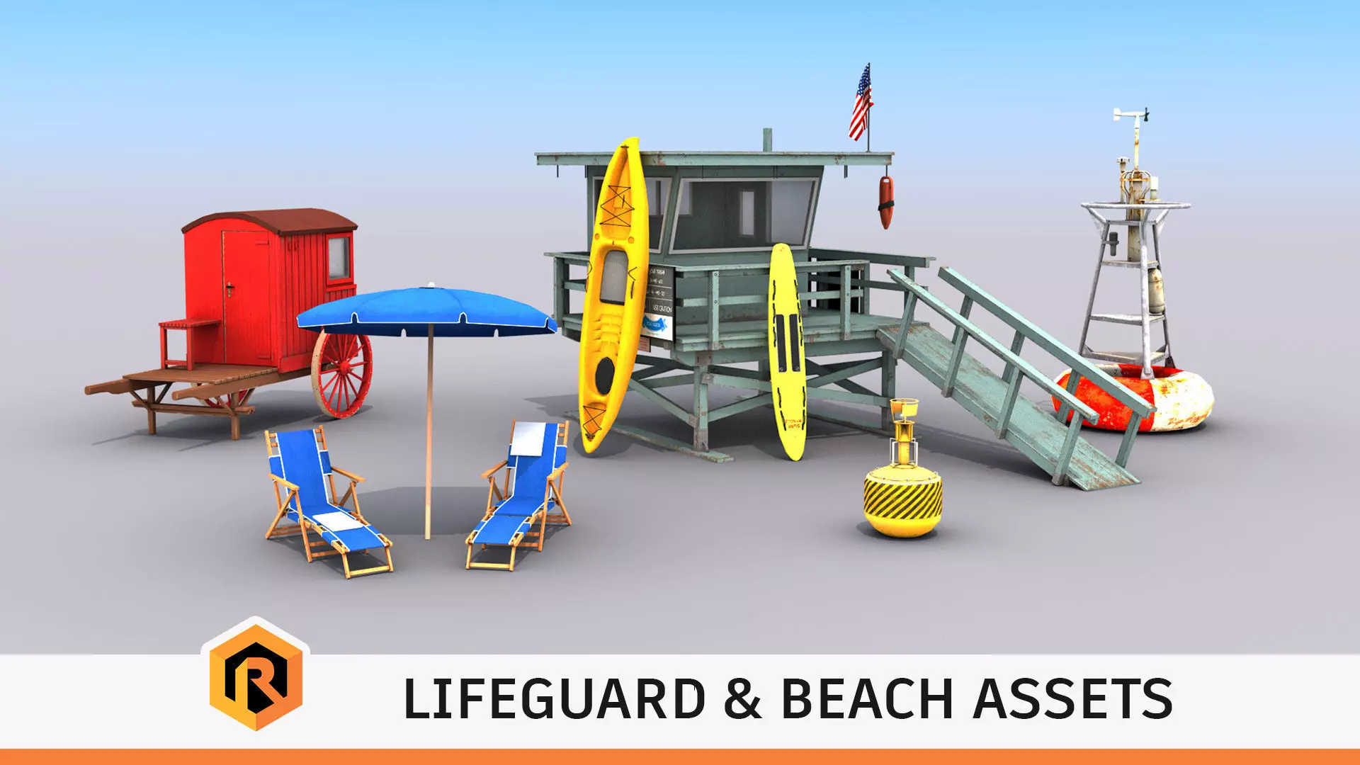 Beach Assets Collection 3D Model Pack