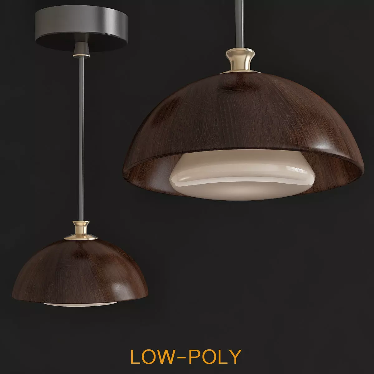 Loft wood pendant lamp 3d model Low-poly 3D model_0