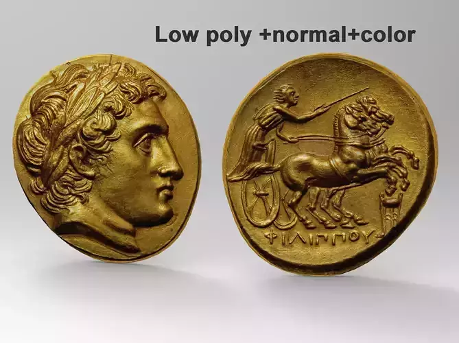 Ancient coin High poly Mid poly  and Low poly  3D model
