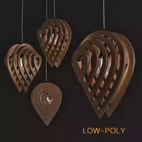 Modern Water Drop Wooden Chandelier 3d model