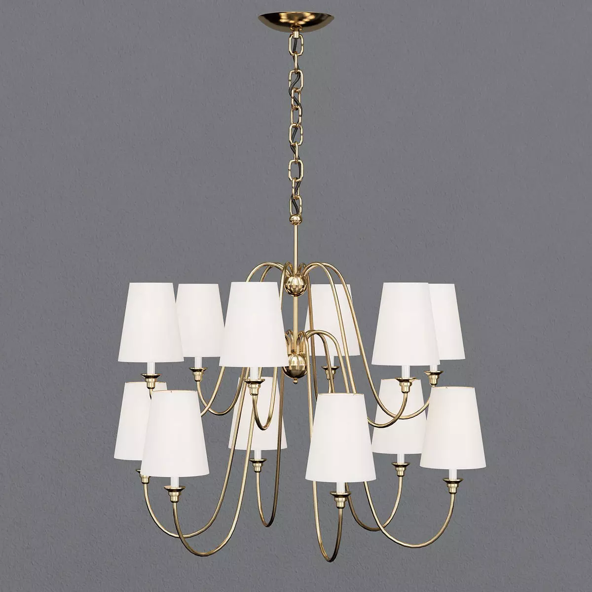 Catalog brass chandelier with shades 3D model