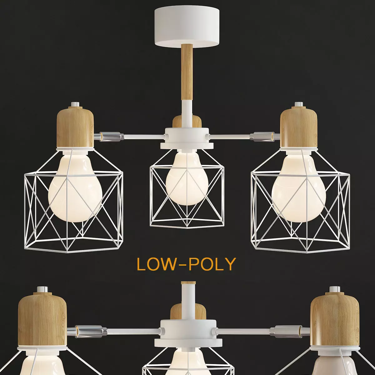 BOTIMI Lustre Wooden Chandelier 3d model Low-poly 3D model