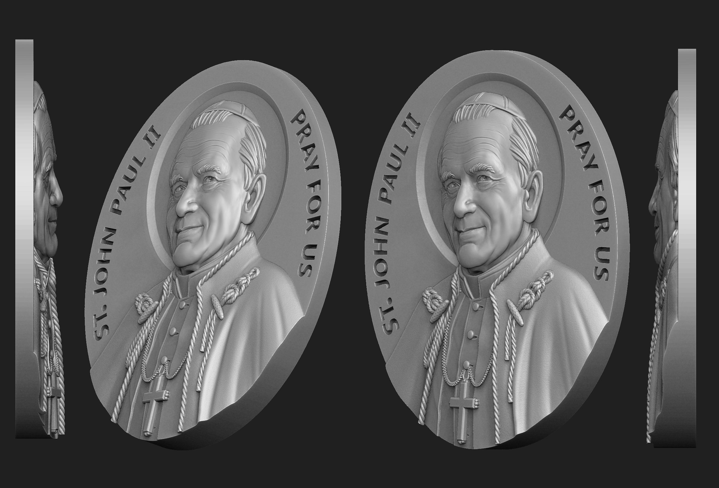 John Paul II Medallion 3D print model_1
