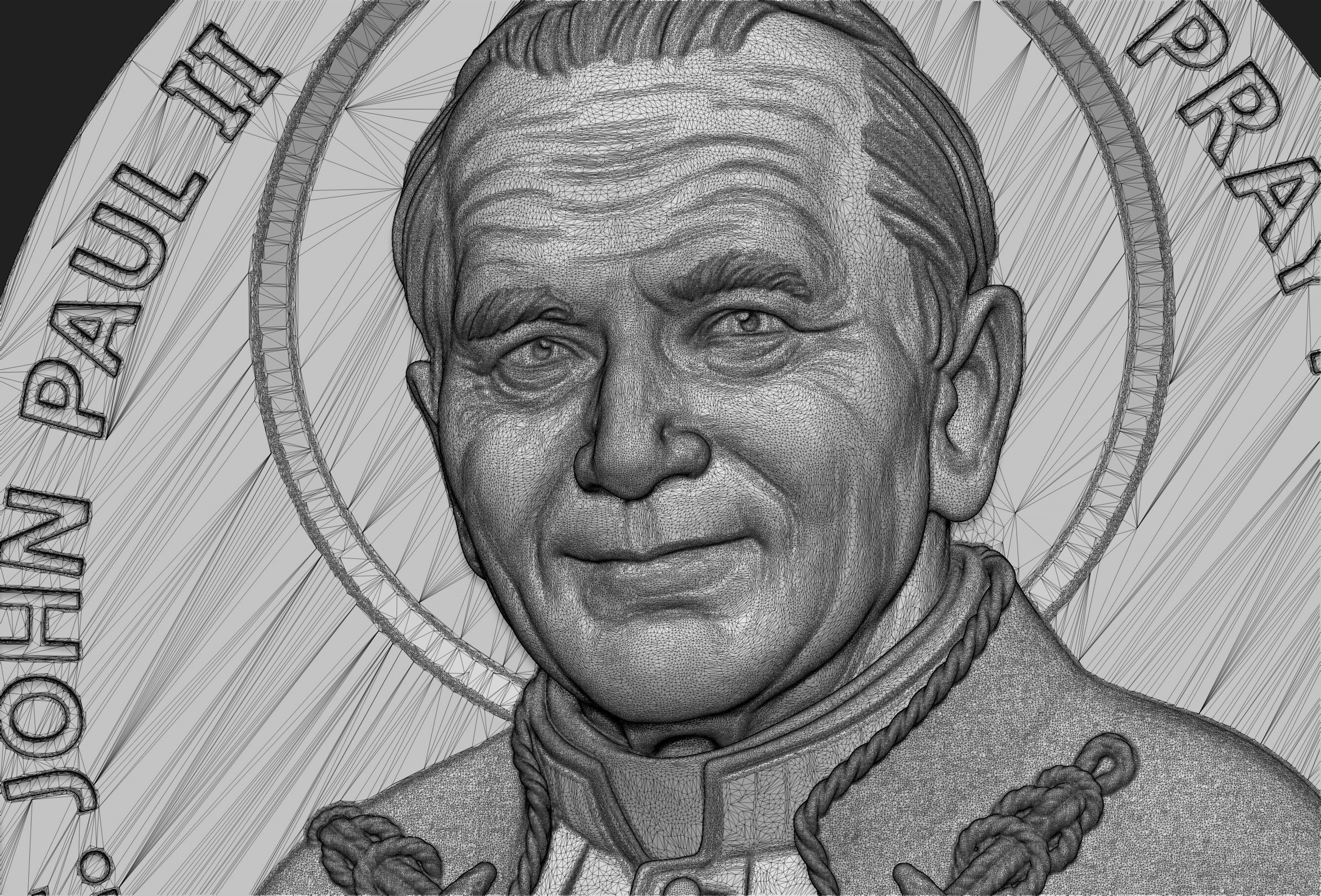 John Paul II Medallion 3D print model_4
