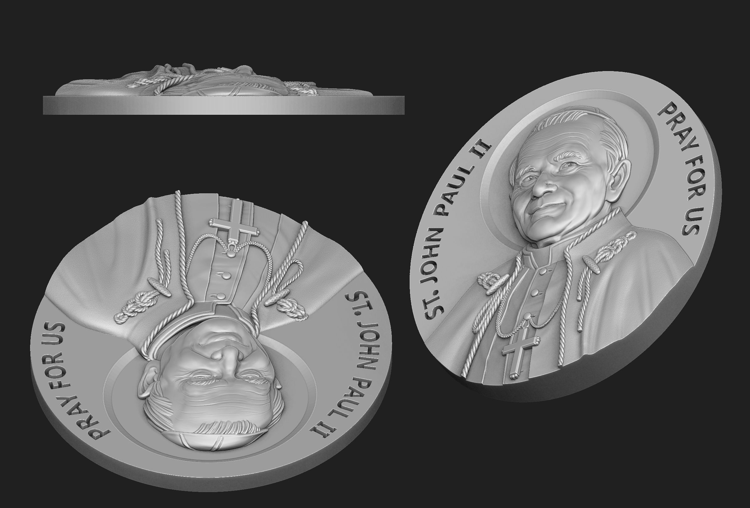 John Paul II Medallion 3D print model_3