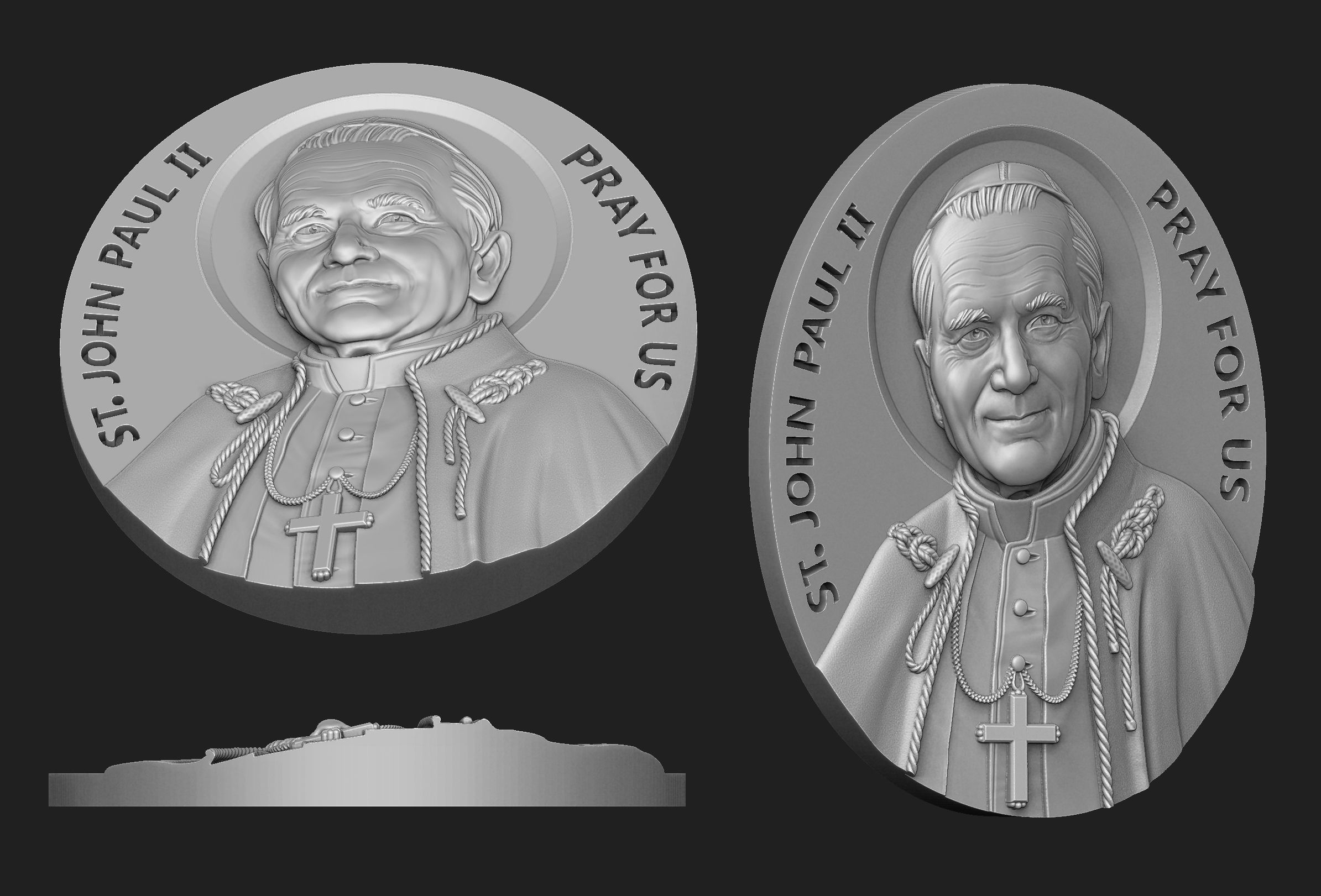 John Paul II Medallion 3D print model_2