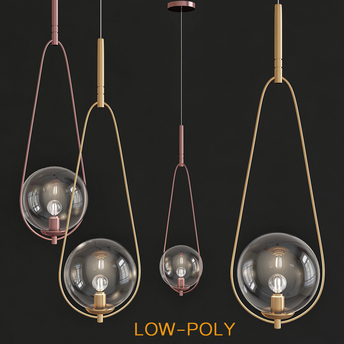 Chandelier 3d model collection 10 Pieces Low-poly 3D model_17