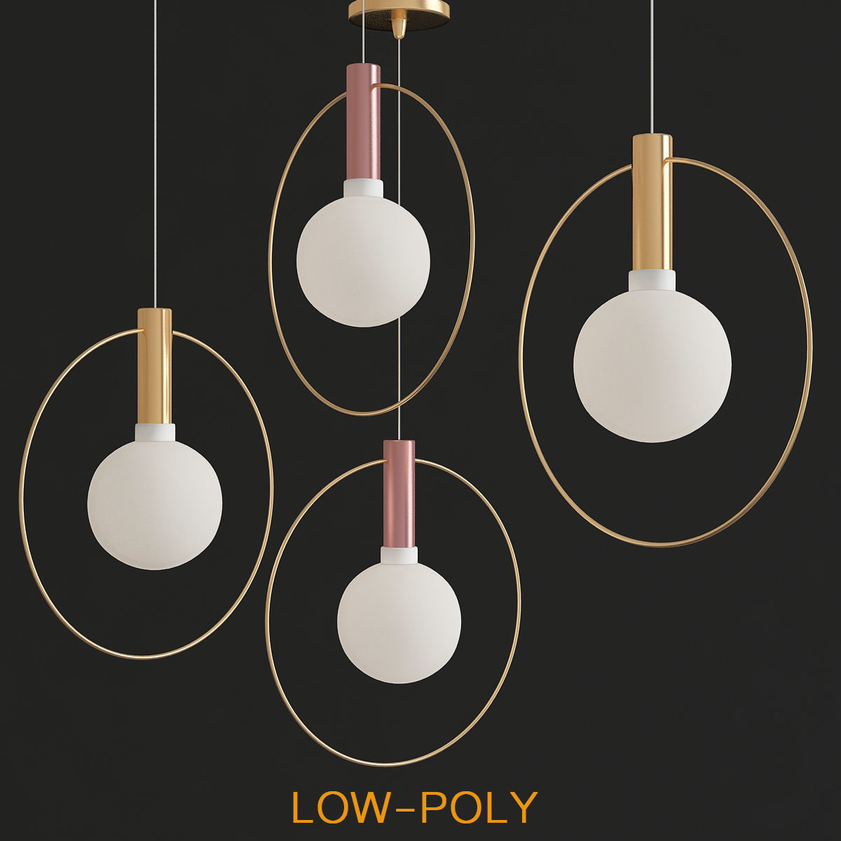 Chandelier 3d model collection 10 Pieces Low-poly 3D model_1