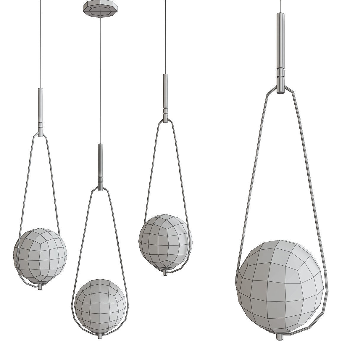 Chandelier 3d model collection 10 Pieces Low-poly 3D model_15