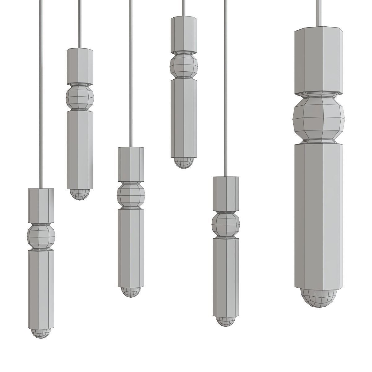 Chandelier 3d model collection 10 Pieces Low-poly 3D model_12